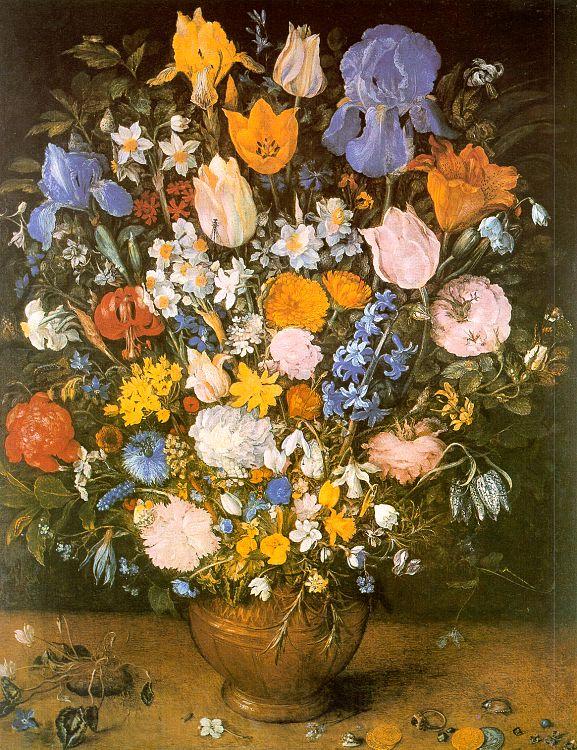 Jan Brueghel Bouquet of Flowers in a Clay Vase Spain oil painting art